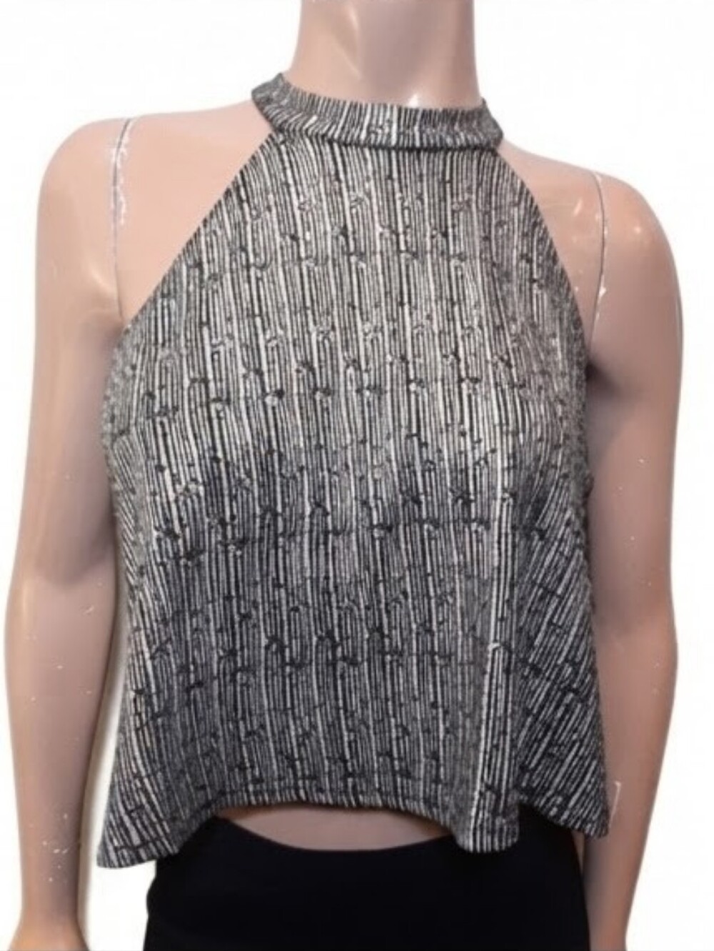 Stella Luce Metallic Halter Crop Top Stretchy Sleeveless Club Party Festival XL
